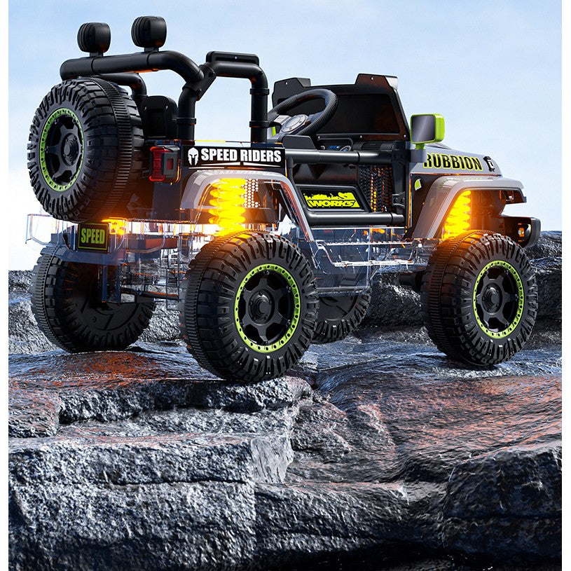 Mașină Electrică pentru Copii, Flippy, Off-Road, Conectare Bluetooth, telecomandă, Tracțiune Integrală, Lumina Intermitenta, Baterie 12V 7Ah, 120x63x68cm, Gri-11