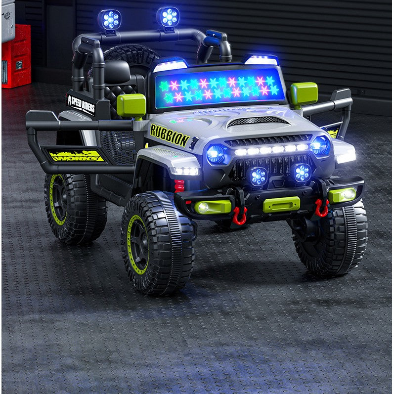 Mașină Electrică pentru Copii, Flippy, Off-Road, Conectare Bluetooth, telecomandă, Tracțiune Integrală, Lumina Intermitenta, Baterie 12V 7Ah, 120x63x68cm, Gri-12