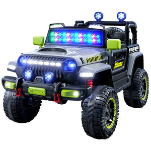 Mașină Electrică pentru Copii, Flippy, Off-Road, Conectare Bluetooth, telecomandă, Tracțiune Integrală, Lumina Intermitenta, Baterie 12V 7Ah, 120x63x68cm, Gri-0