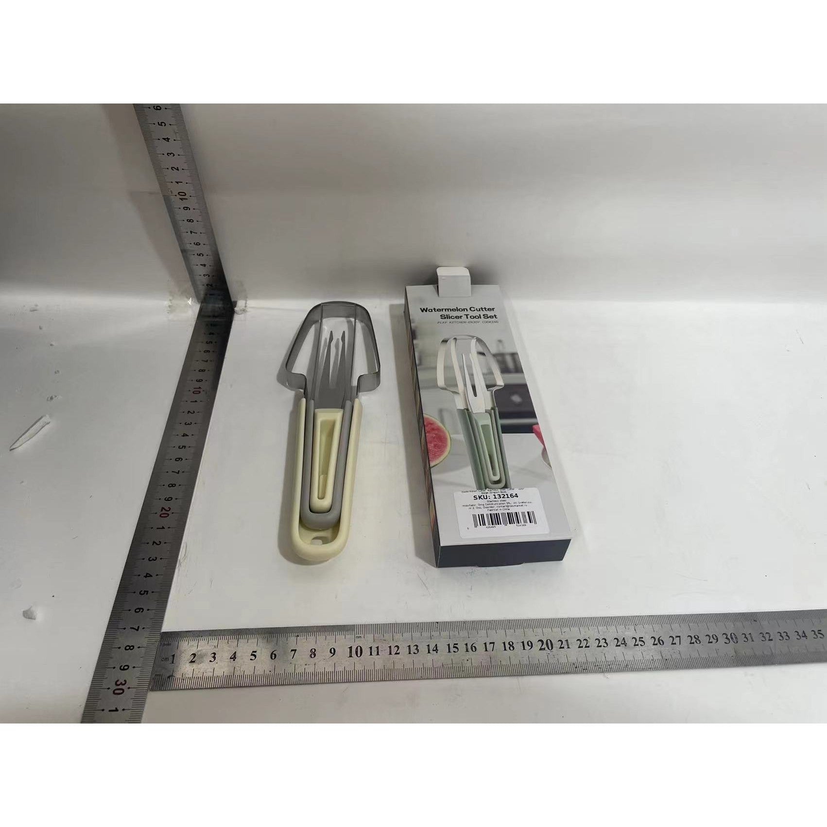 Accesoriu pentru Decojire Pepene, Legume si Fructe, Flippy, Multifunctional, cu 3 Parti, Otel Inoxidabil, Galben-1