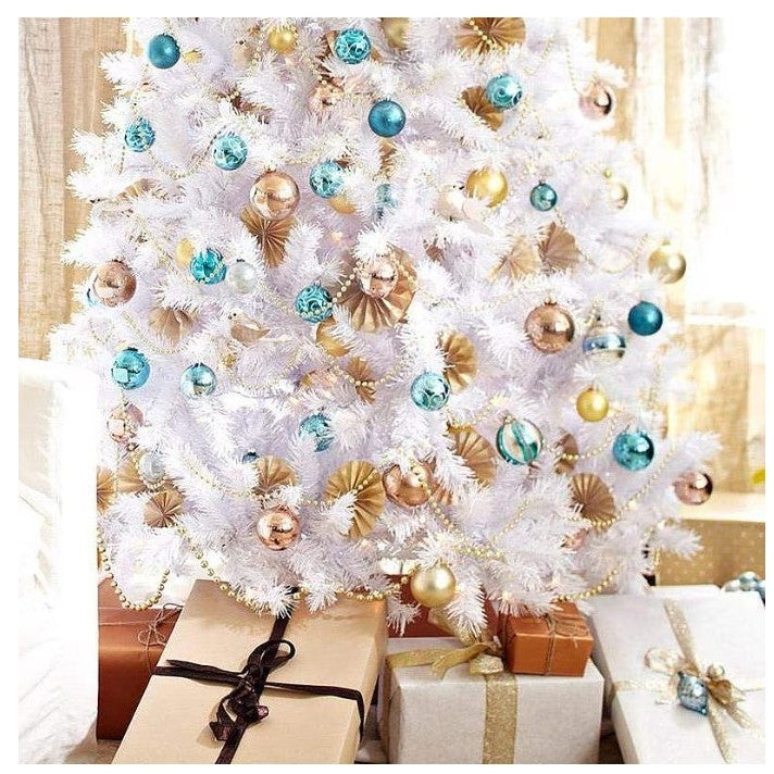 Brad de Craciun artificial cu suport inclus Flippy, 120 cm, 240 ramuri/varfuri, material plastic, suport clasic, fara iluminare, utilizat pentru interior/exterior, alb-4