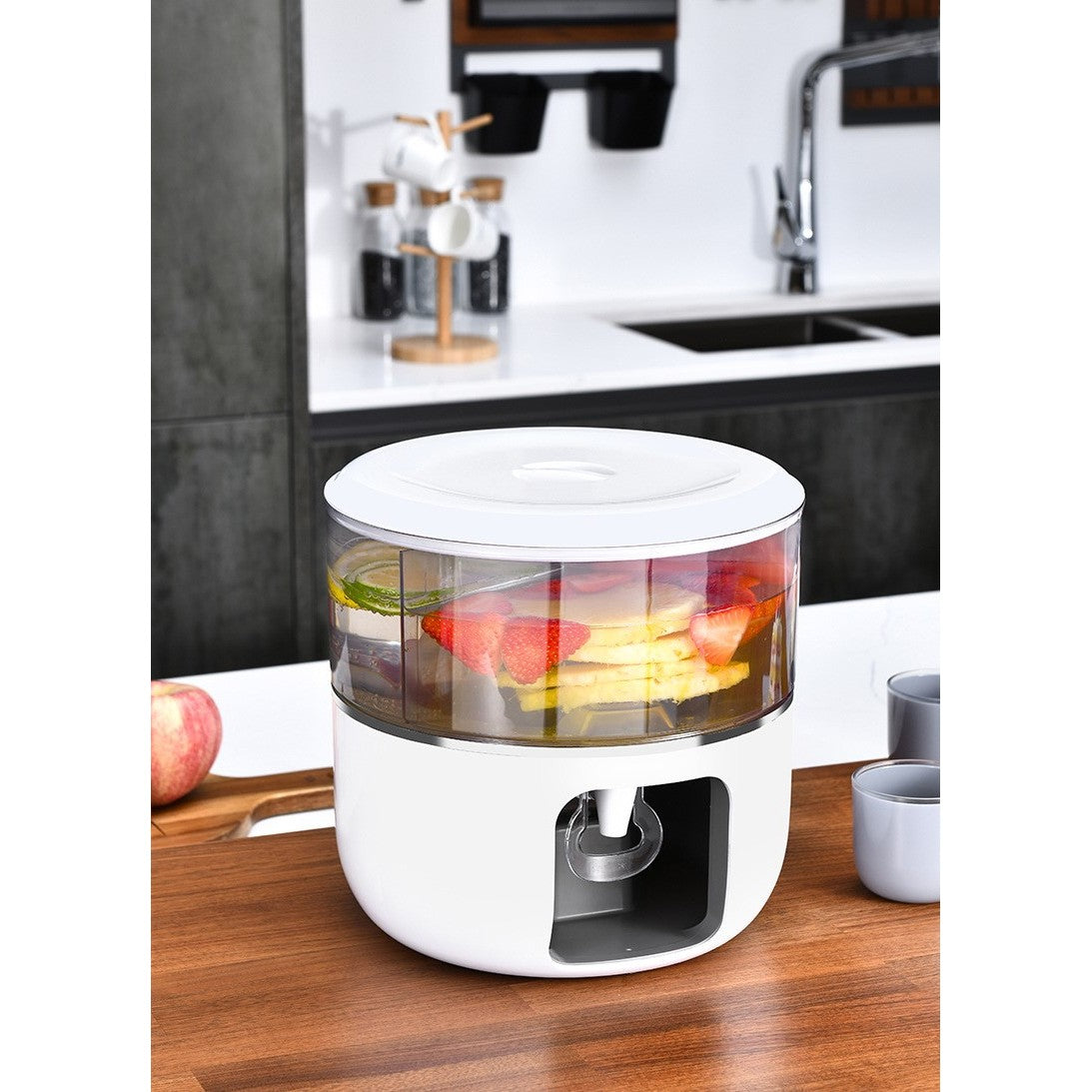 Dozator de apa Flippy, 3 compartimente rotative, capacitate mare de 3l, alb-3