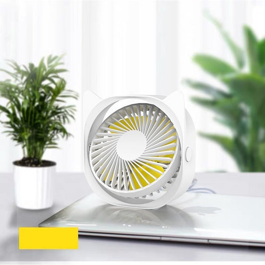 Mini ventilator pentru birou cu usb, Flippy, rotire 360 grade, 3 viteze, 13.5 x 12,8 cm, Alb-1