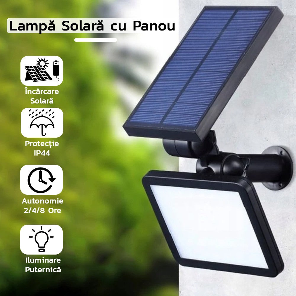 Lampa solara pentru terasa/gradina 48 de LED-uri Flippy, cu 2 moduri de fixare, senzor de lumina, IP44, material ABS, 5W, 80 lm, 26.5 cm x 14 cm, Alb Rece-0