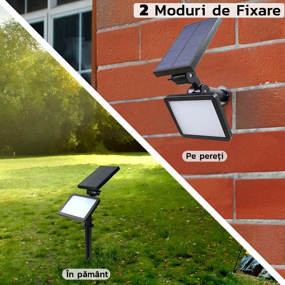 Lampa solara pentru terasa/gradina 48 de LED-uri Flippy, cu 2 moduri de fixare, senzor de lumina, IP44, material ABS, 5W, 80 lm, 26.5 cm x 14 cm, Alb Rece-2