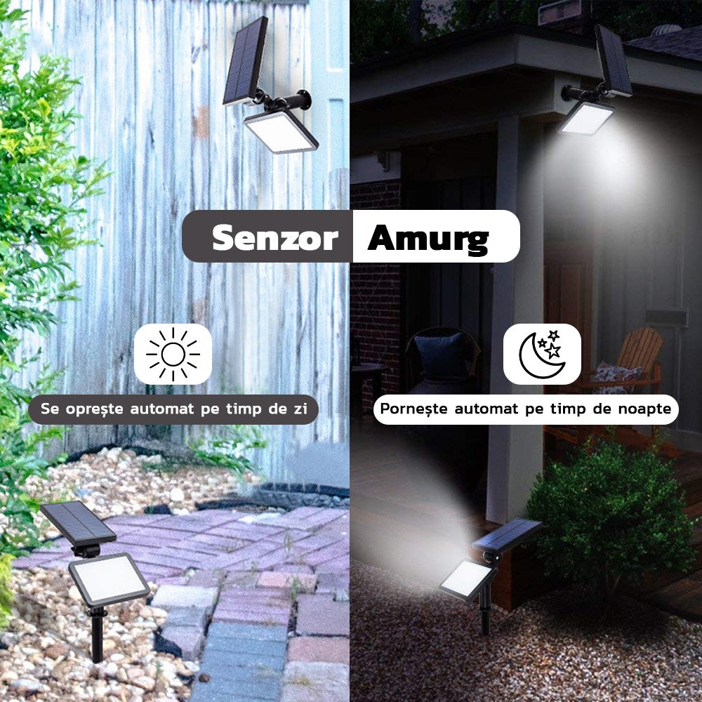 Lampa solara pentru terasa/gradina 48 de LED-uri Flippy, cu 2 moduri de fixare, senzor de lumina, IP44, material ABS, 5W, 80 lm, 26.5 cm x 14 cm, Alb Rece-5