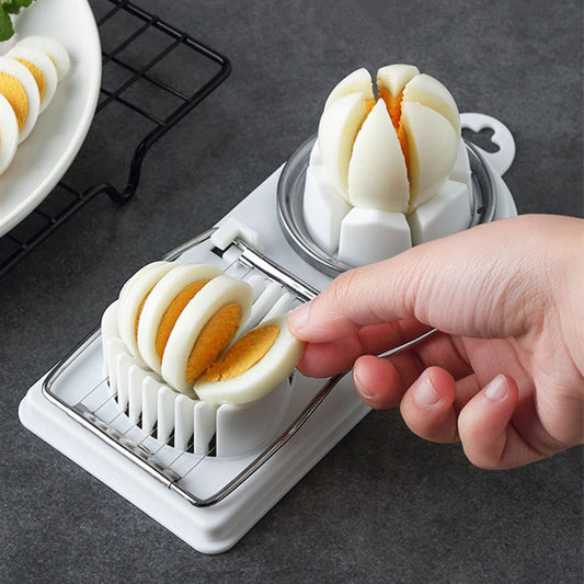 Feliator multifunctional Flippy pentru oua, mozzarela, fructe, 2 forme de feliere, agatatoare, 20 cm, Alb-1
