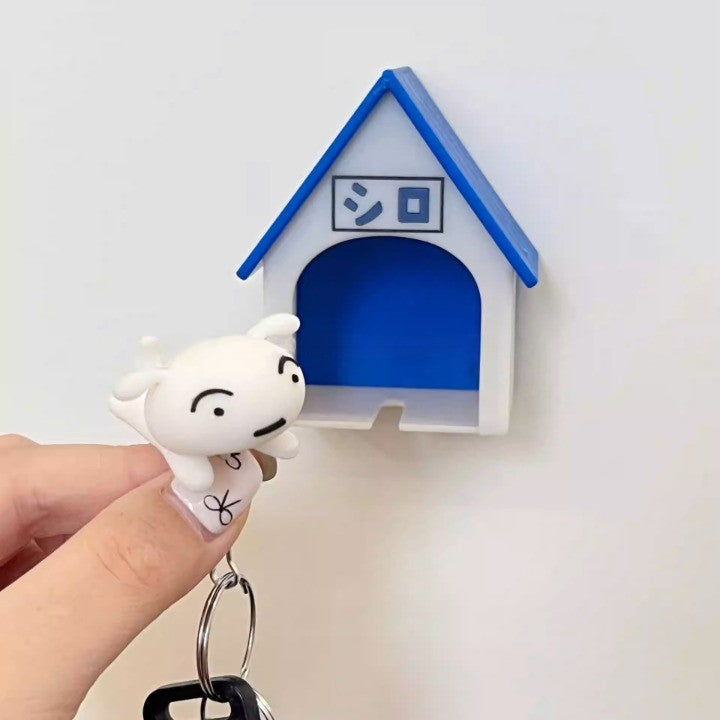 Suport de Chei, Flippy, Model Casuta si Breloc Caine Alb, 7x6x4cm-3