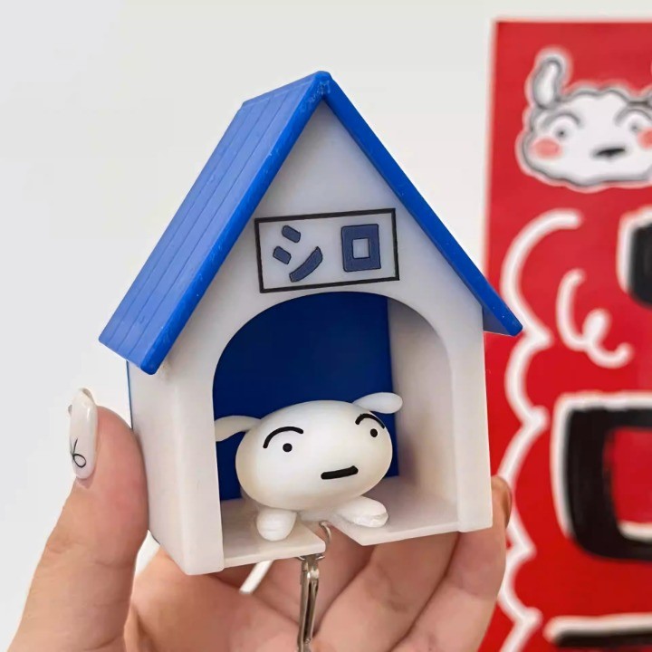 Suport de Chei, Flippy, Model Casuta si Breloc Caine Alb, 7x6x4cm-5