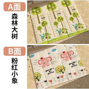 Covoraș de Joaca pentru Copii Termic cu 2 Fete, Flippy, Model Elefantei si Iepurasi, cu Spuma, Impermeabil, Antiderapant, 1.5mx2mx1.5 cm-0