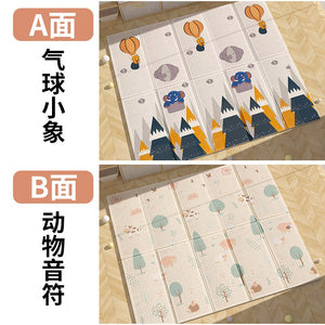 Covoraș de Joaca pentru Copii Termic cu 2 Fete, Flippy, Model Padure si Elefantei, cu Spuma, Impermeabil, Antiderapant, 1.8mx2mx1.5 cm-0