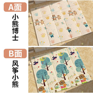 Covoraș de Joaca pentru Copii Termic cu 2 Fete, Flippy, Model Mr Bear si Kite Bear, cu Spuma, Impermeabil, Antiderapant, 1.5mx2mx1.5cm-0