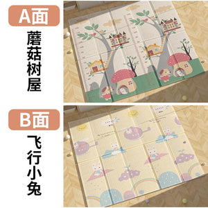 Covoraș de Joaca pentru Copii Termic cu 2 Fete, Flippy, Model Casute in Copac si Iepurasi, cu Spuma, Impermeabil, Antiderapant, 1.8mx2mx1.5cm-0