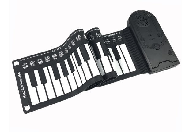 Pian digital flexibil, portabil, cu 49 clape, din silicon, negru