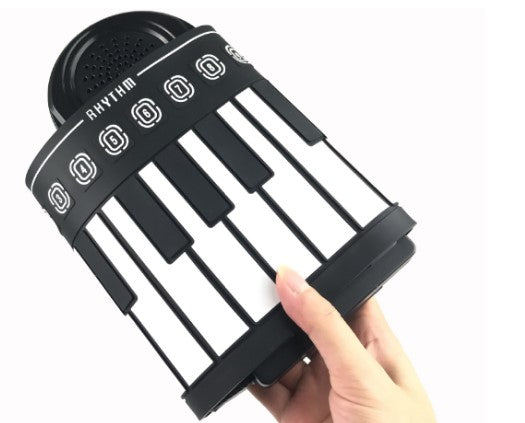 Pian digital flexibil, portabil, cu 49 clape, din silicon, negru
