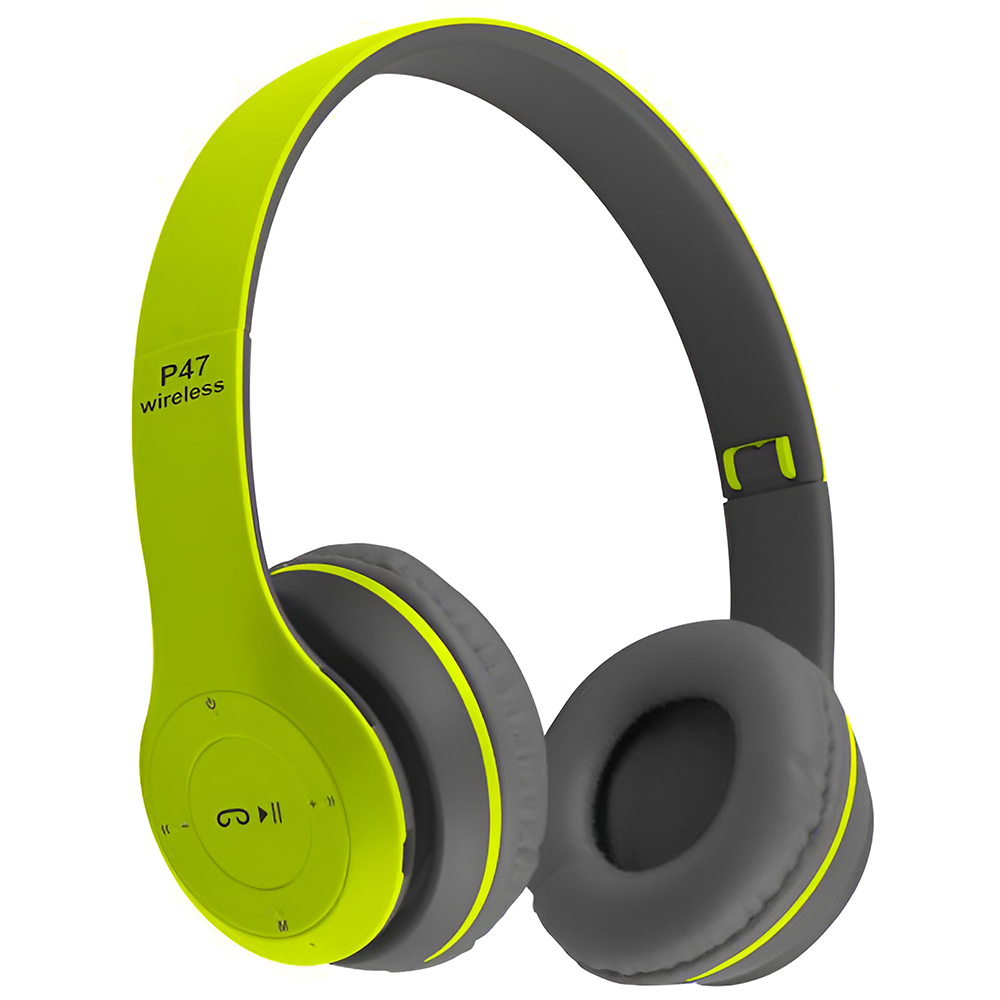 Casti Wireless Teno957, P47, overear, bluetooth 5.0, 3 porturi integrate, handsfree, HiFi, bass stereo, gri/lime