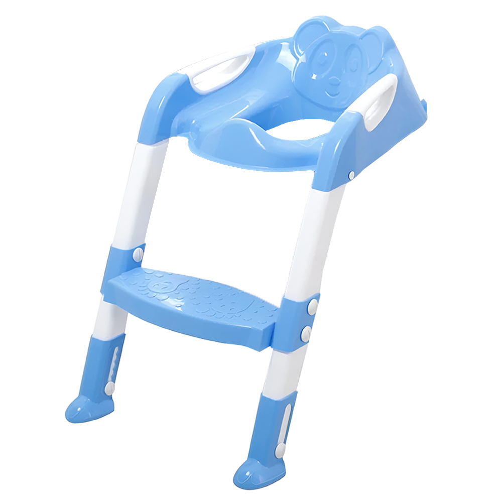Reductor WC cu Scara Teno974, antiderapant, pentru copii cu varsta pana la 7 ani, protectie impotriva stropilor, 1 treapta, reglabil pe inaltime, manere de sustinere, alb/albastru