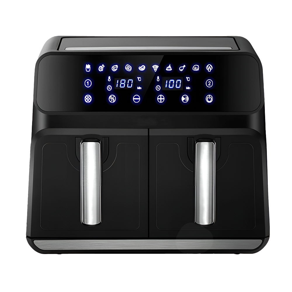Friteuza Dubla Fara Ulei Air Fryer Teno753, tehnologie smart sensing, programe smart chef automate, afisaj digital, capacitate 8 L, tehnologie de eliminare a grasimii, functie de pastrare la cald,tensiune alimentare 220-240 V, culoare negru