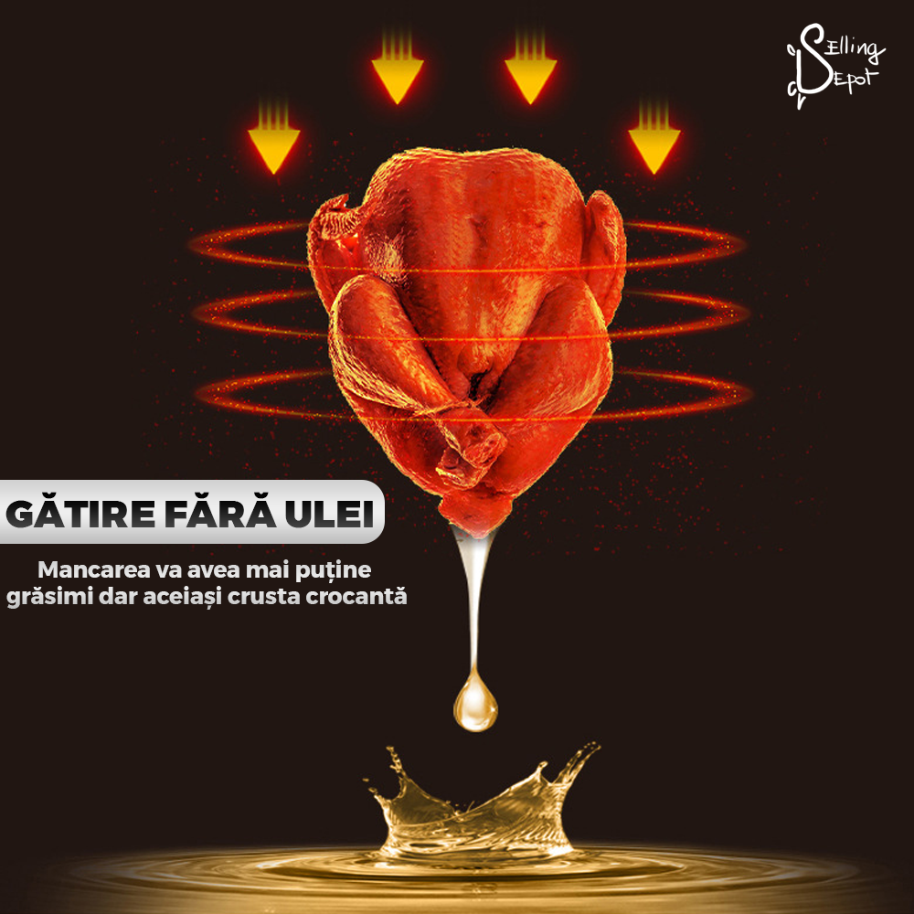 Friteuza Dubla Fara Ulei Air Fryer Teno753, tehnologie smart sensing, programe smart chef automate, afisaj digital, capacitate 8 L, tehnologie de eliminare a grasimii, functie de pastrare la cald,tensiune alimentare 220-240 V, culoare negru