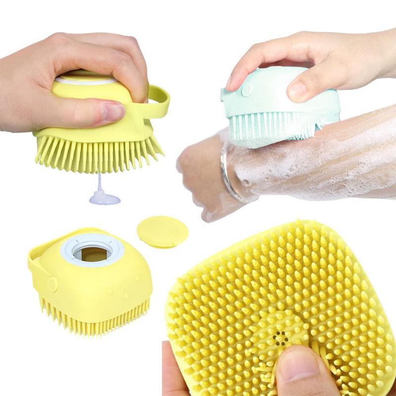 Perie din silicon cu recipient pentru sapun lichid, multicolor