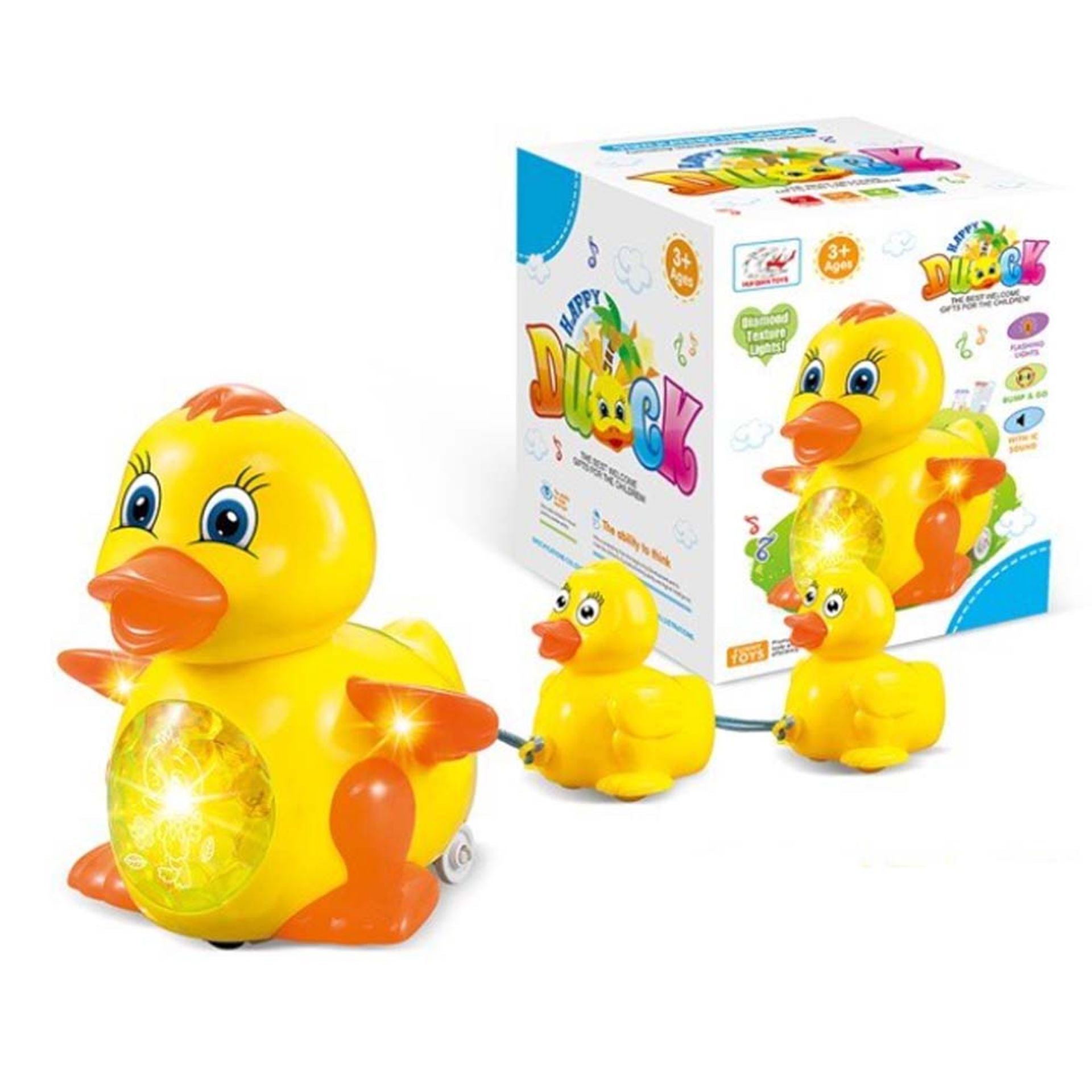 Jucarie interactiva, ratusca cu doi boboci, muzica si lumini