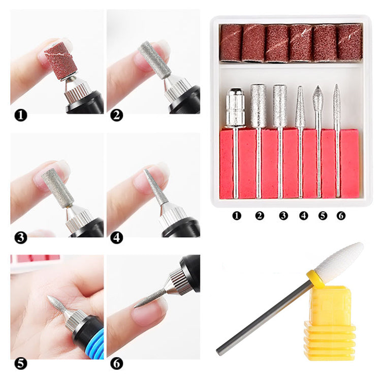 Freza unghii profesionala ISOBEL, pila electrica unghii false 20.000 RPM, gri, 7 capete de freza