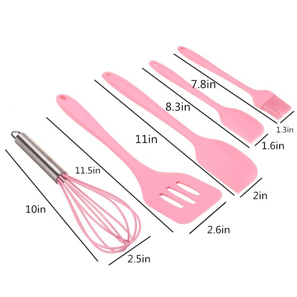 Set 5 Ustensile de Bucatarie din Silicon, Roz
