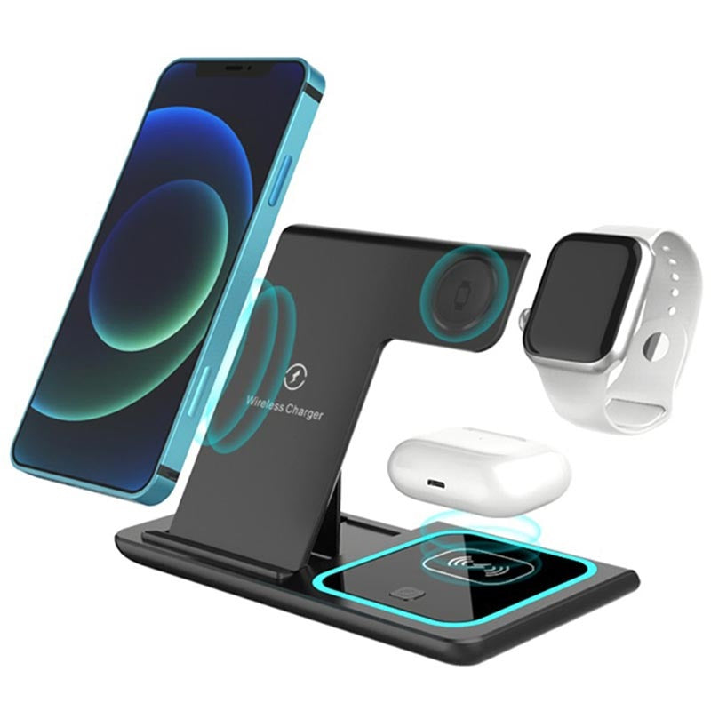 Statie de incarcare Wireless 3 in 1, Fast Charging, negru
