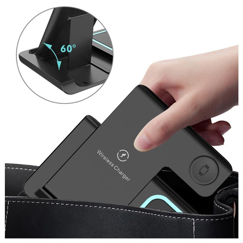 Statie de incarcare Wireless 3 in 1, Fast Charging, negru