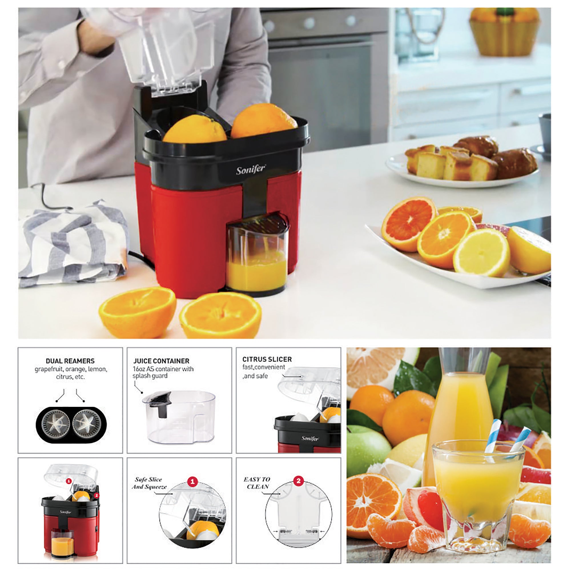 Storcator de fructe SONIFER dublu 90W SF-5521