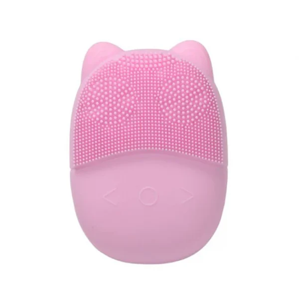 Aparat curatare faciala din silicon, incarcare USB, 5 viteze de functionare, 6000 vibratii/minut, forma pisica, roz