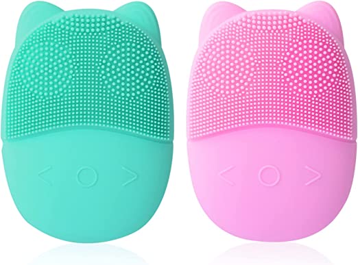 Aparat curatare faciala din silicon, incarcare USB, 5 viteze de functionare, 6000 vibratii/minut, forma pisica, roz