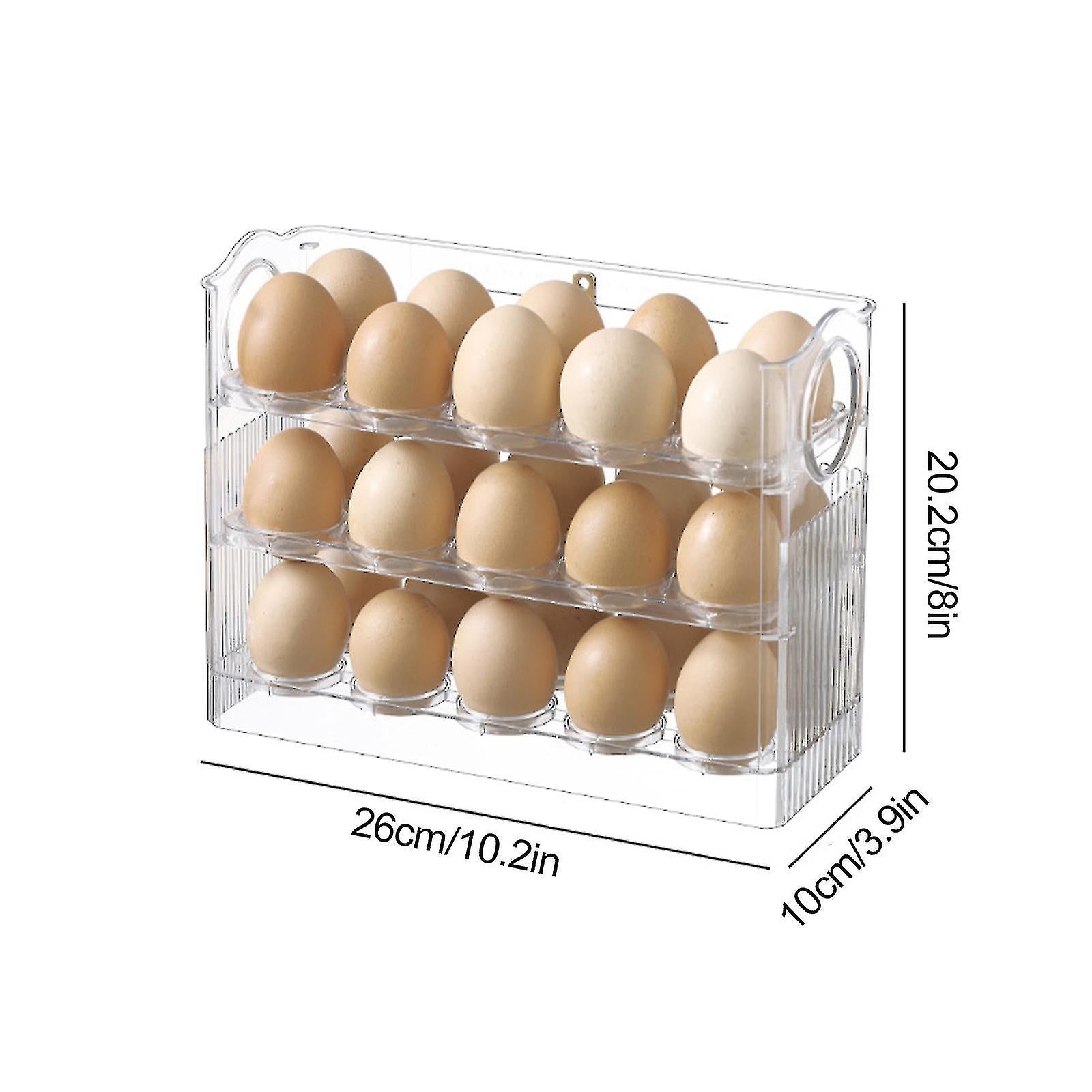 Suport organizator etajat, triplu, pentru depozitare 30 oua, transparent