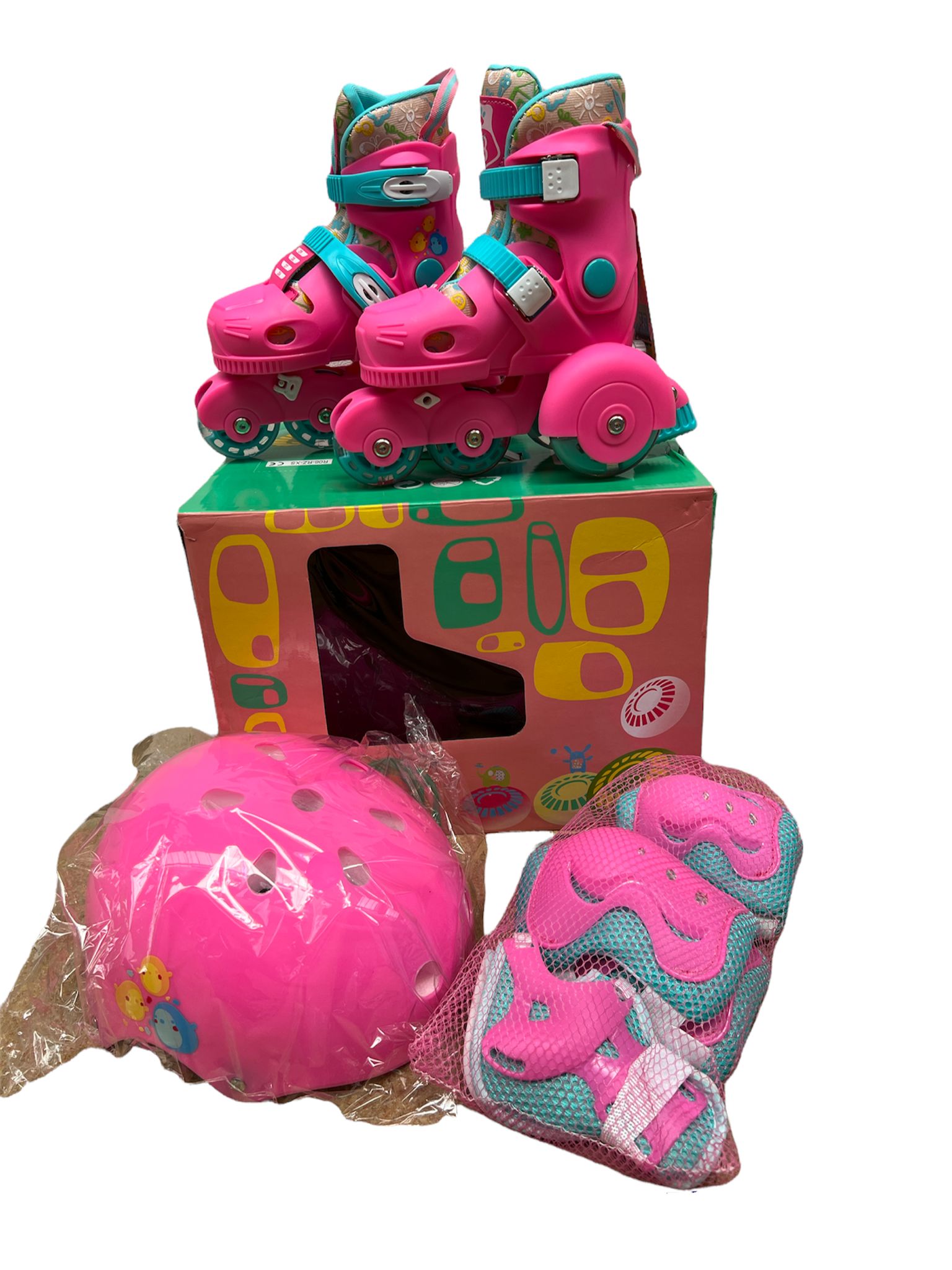 Set complet Patine cu rotile pentru copii cu roti din silicon, casca si aparatori