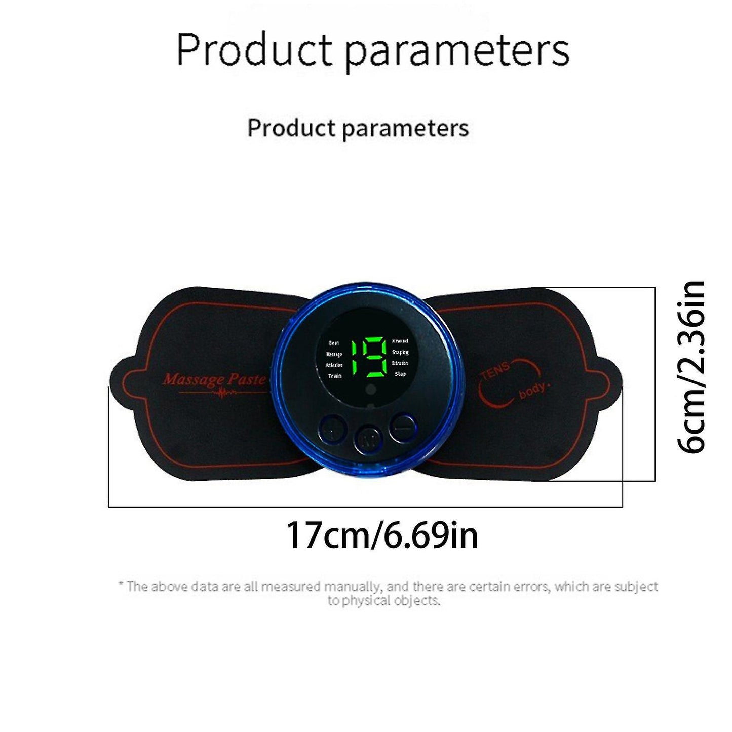 Mini dispozitiv pentru masaj si ameliorarea durerii, 8 moduri, albastru