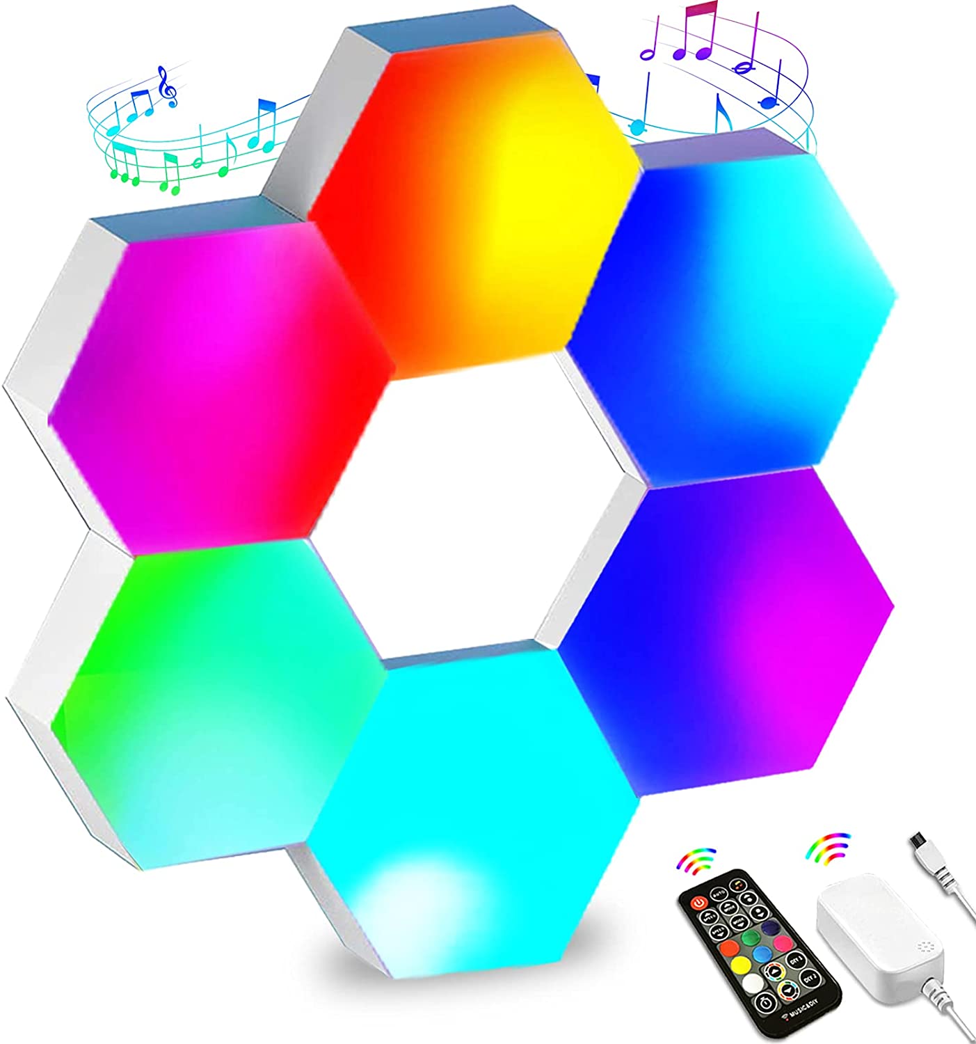 Lampa modulara hexagon cu aprindere prin atingere Led RGB, 6/10 panouri tactile, Telecomanda inclusa