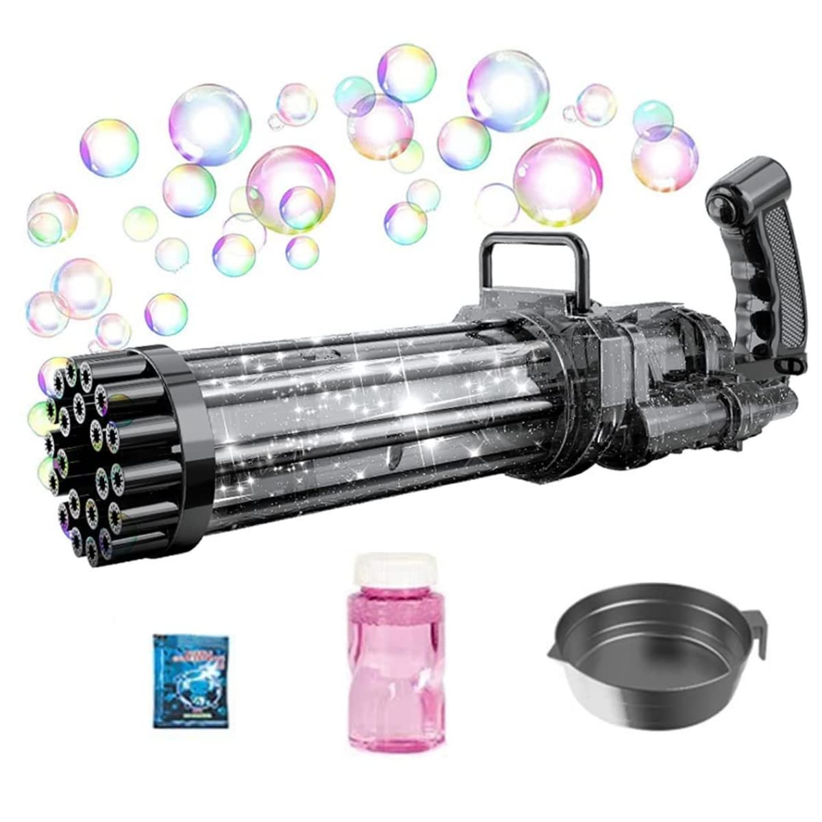 Jucarie pistol cu 21 gauri pentru baloane de sapun, albastru