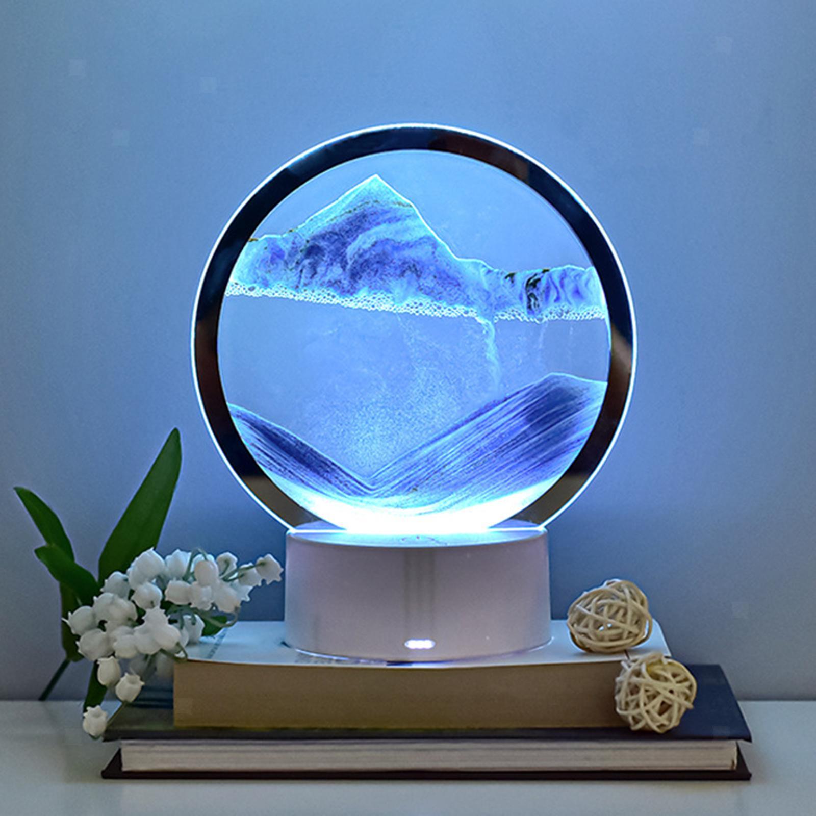 Lampa decorativa 3D tip clepsidra, nisipuri miscatoare, Moving Sand Art