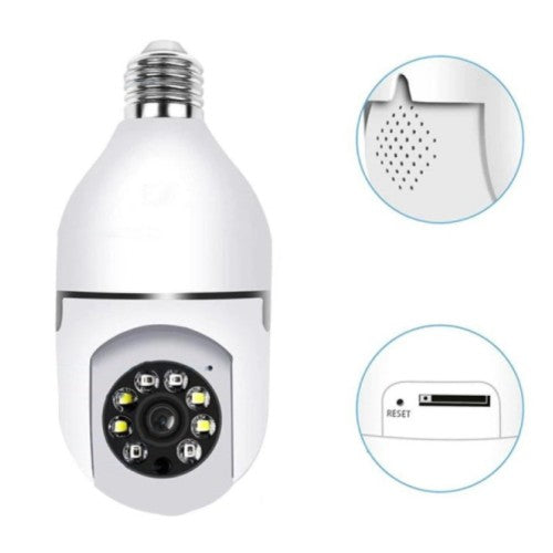 Camera de supraveghere tip bec, 1080P, Wi-Fi, Night Vision, Alarma si senzor de miscare