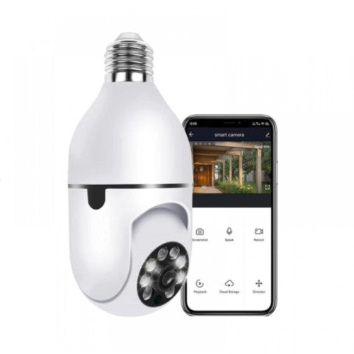 Camera de supraveghere tip bec, 1080P, Wi-Fi, Night Vision, Alarma si senzor de miscare