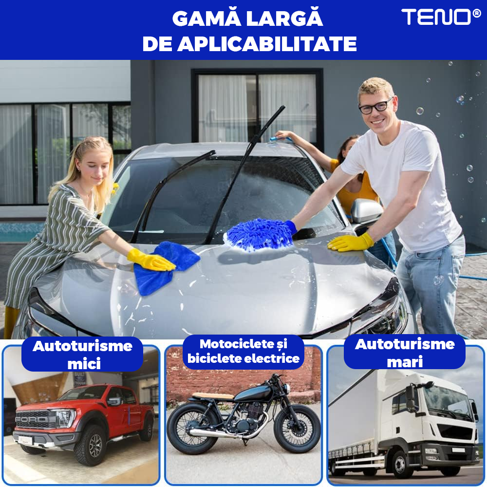 Set Premium 26 Piese Detailing Auto Teno677, curatare masina Interior-exterior, 5 pensule detaliu, burete aplicator, laveta microfibra, perii aer conditionat, perii de zimtate, manusa microfibra fata-verso, albastru