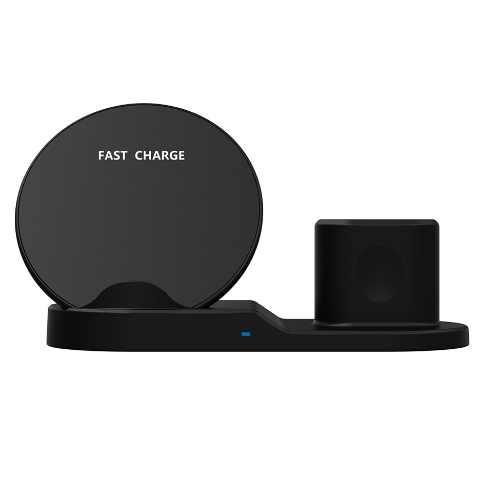 Incarcator wireless QI 3 in 1 pentru telefon ceas si casti Fast Charge