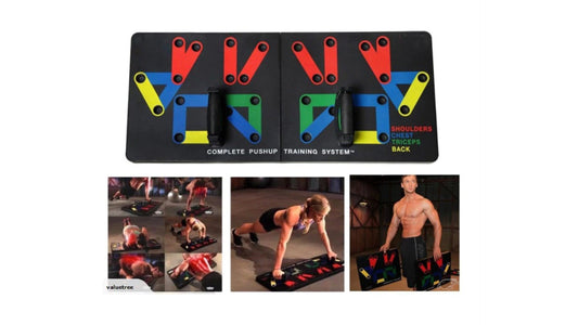 Placa fitness cu manere, portabila, pentru flotari, negru