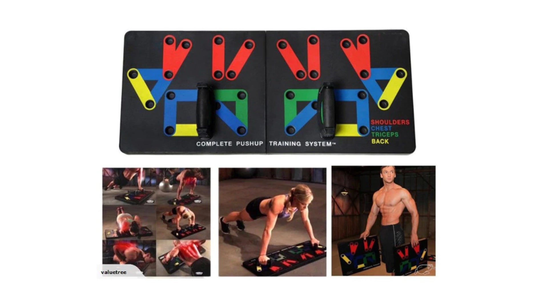 Placa fitness cu manere, portabila, pentru flotari, negru