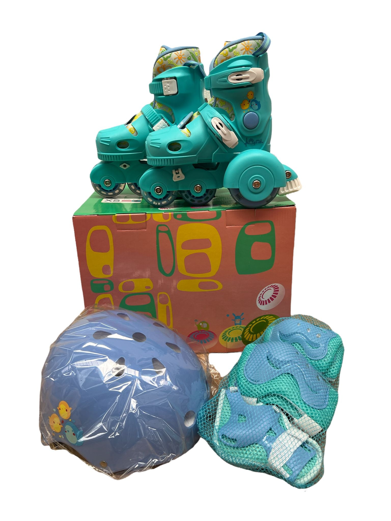 Set complet Patine cu rotile pentru copii cu roti din silicon, casca si aparatori