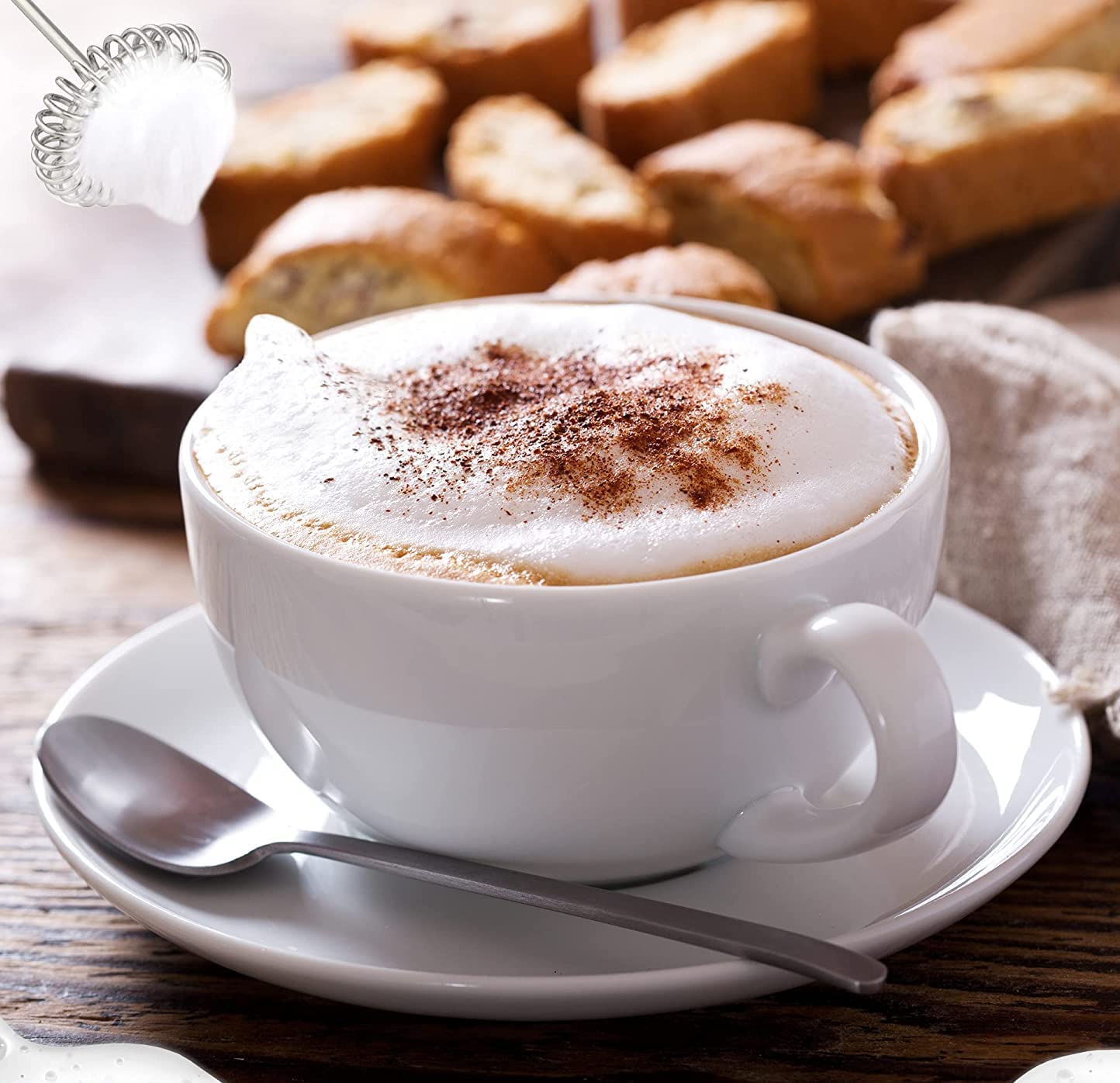 Aparat de spumat lapte, electric, de mână, cu suport