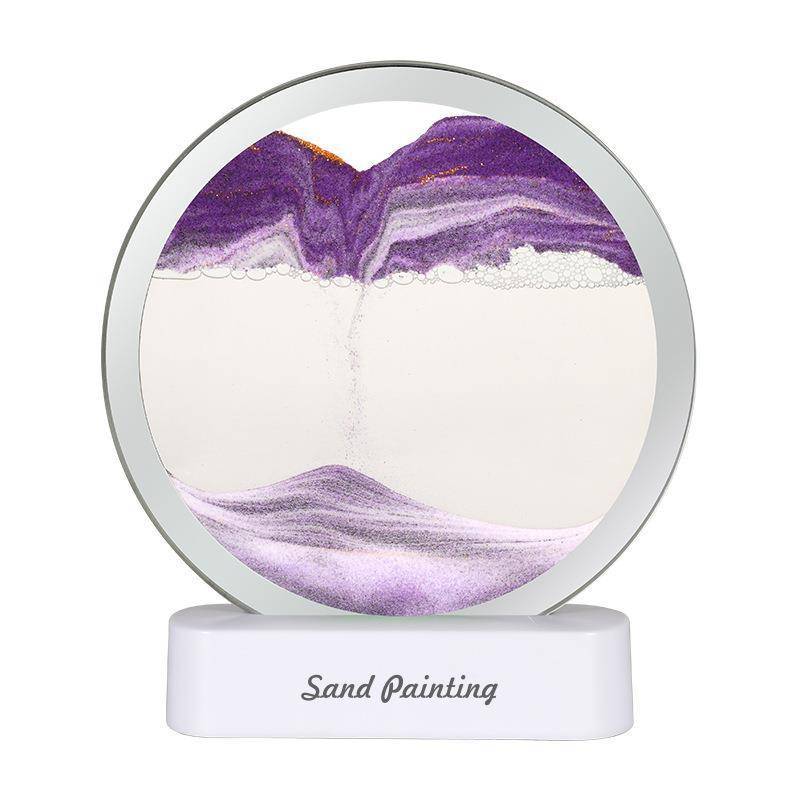 Lampa decorativa 3D tip clepsidra, nisipuri miscatoare, Moving Sand Art