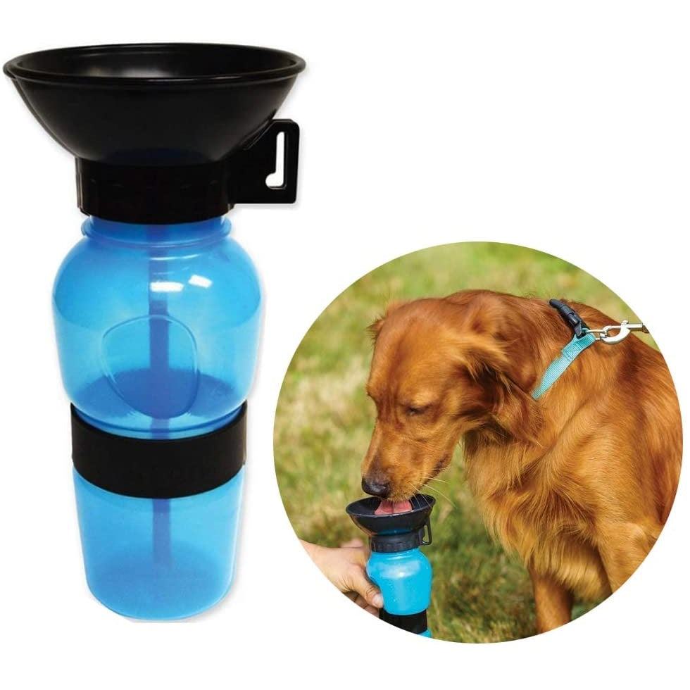 Sticla din silicon cu bol de apa pentru caini, Aqua Dog, 585 ml