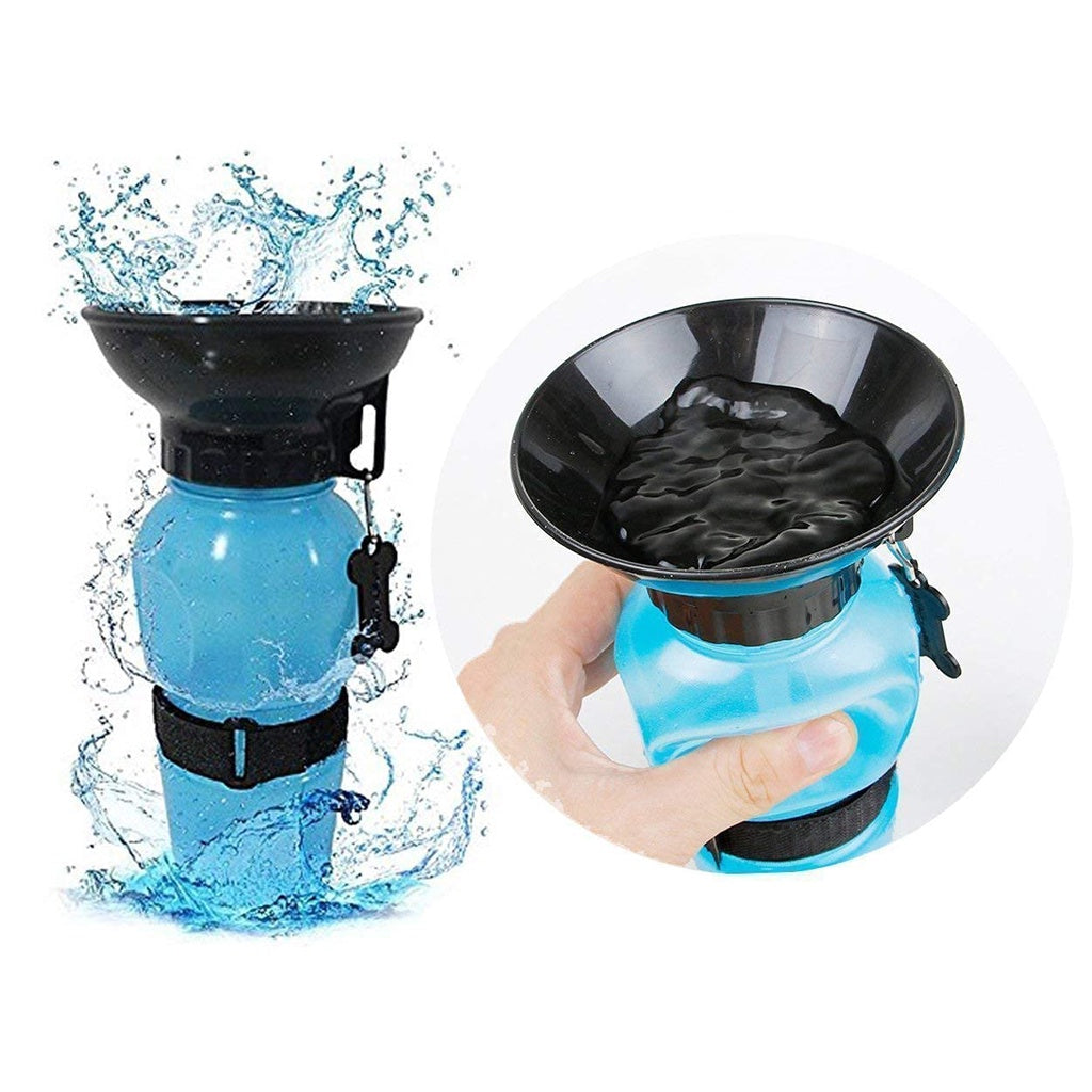 Sticla din silicon cu bol de apa pentru caini, Aqua Dog, 585 ml