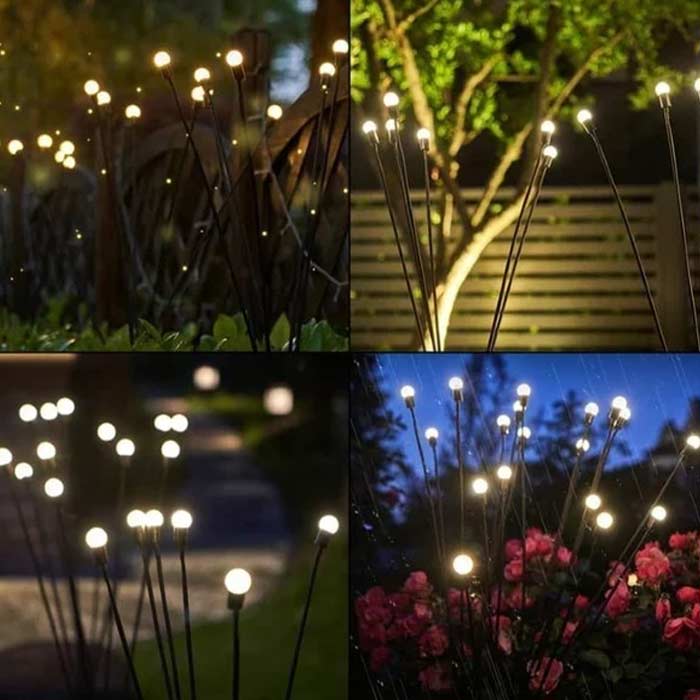 Lampa solara pentru gradina cu 6 LED-uri, Firefly, alb cald